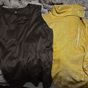Elegant Brown  and Studio C Gold SLEEVELESS Women's Tops BUNDLE 3X 26/28